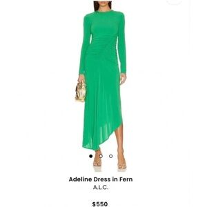 0363 ALC Adeline Ruched Jersey Midi Dress Women's Green Fern Size S Small